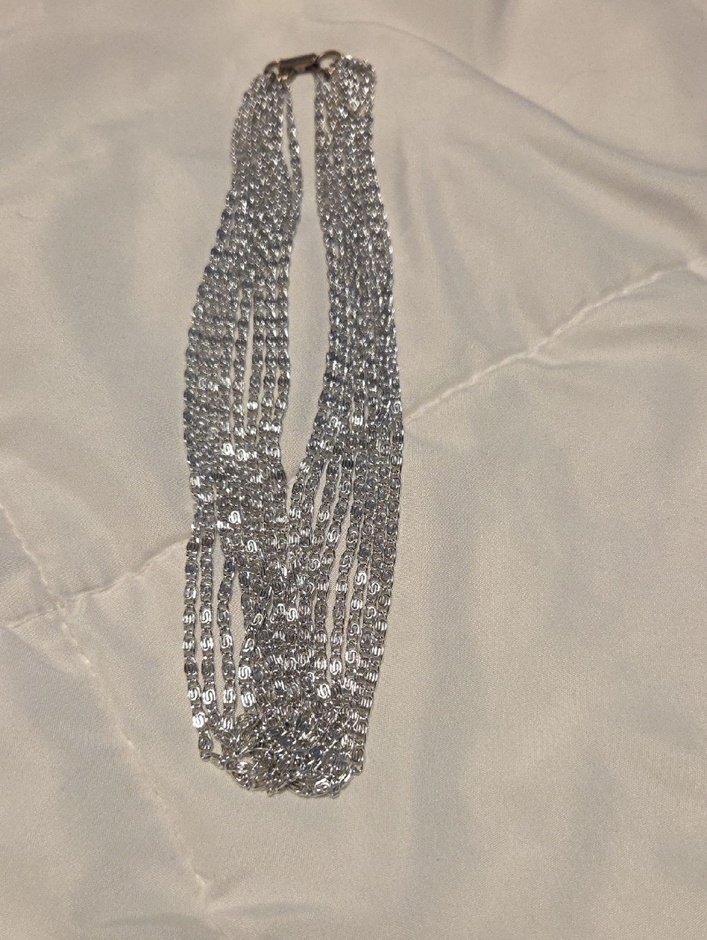Sarah Conventry Vintage Silver Toned Multi-Strand Chain Necklace
